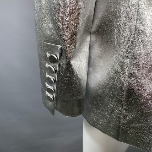 A.L.C. Size M Silver Viscose Blend Metallic Jacket Blazer - Picture 4 of 9